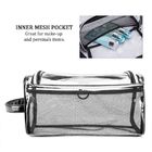 Hanging Cosmetic Travel Bag PVC Transparent With Inner Mesh Pocket